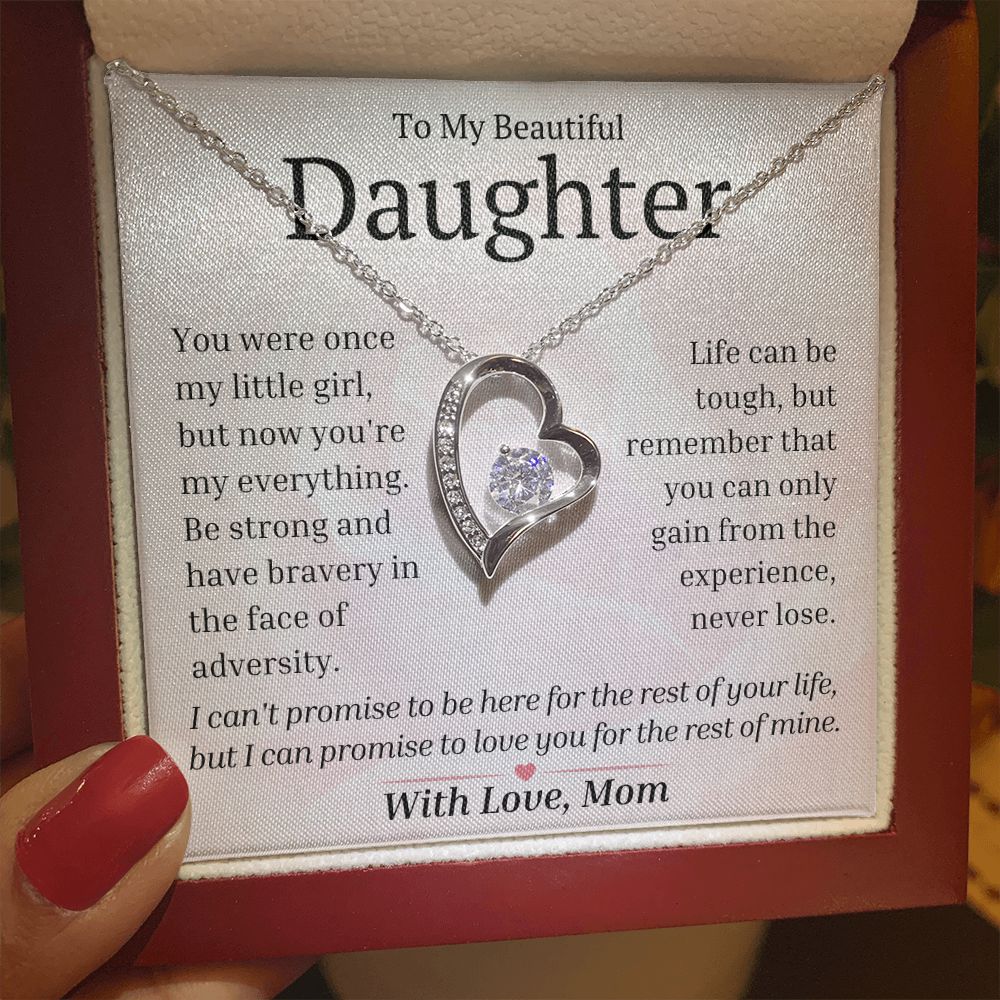 Daughter - Love You For The Rest Of My Life - Silver Forever Love Necklace - Mahogany Lux Box (w/LED)