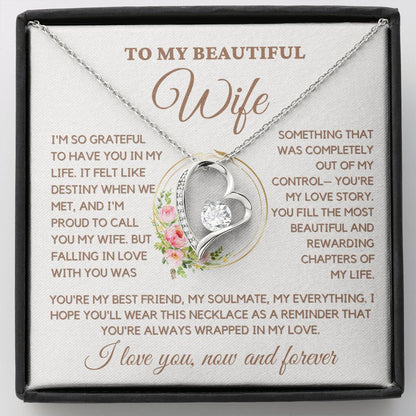 Wife - You Are My Love Story Forever Love Necklace - Silver -Standard Box