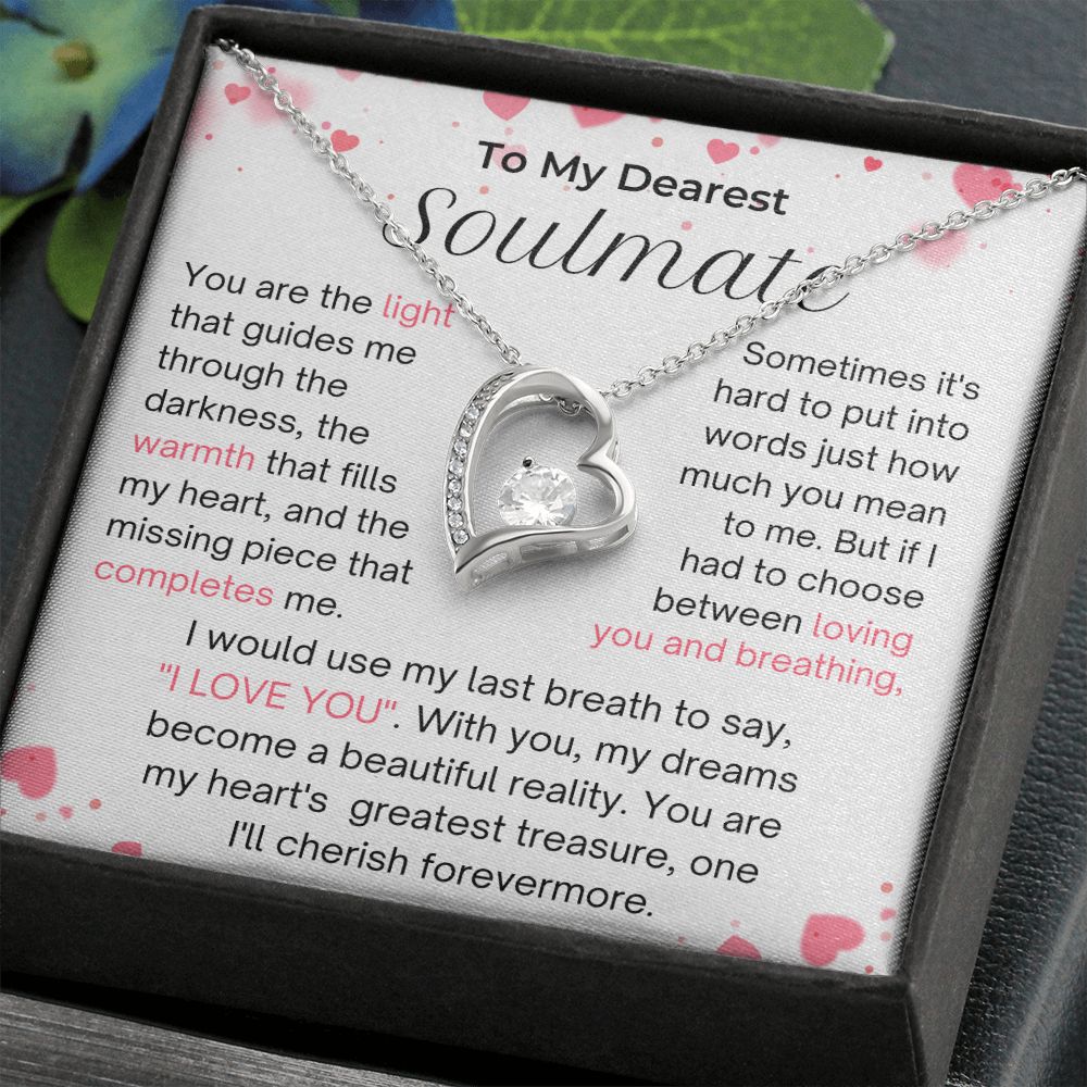 Soulmate - Last Breath To Say I LOVE YOU - Forever Love Necklace Silver - Standard Box