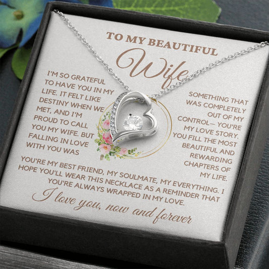Wife - You Are My Love Story Forever Love Necklace - Silver -Standard Box