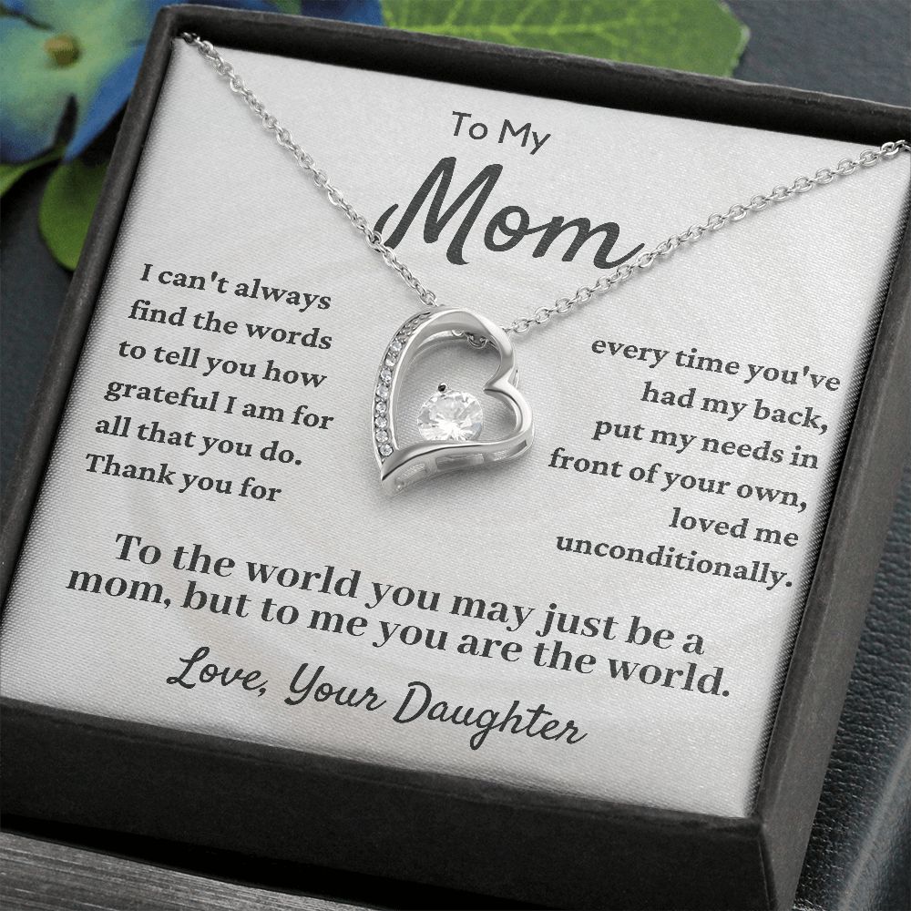 Mom - You Are the world FL Necklace - Silver _ Standard Box