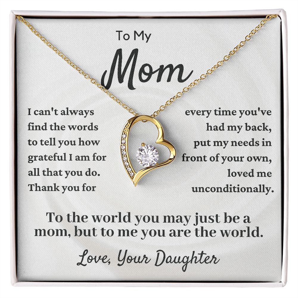Mom - You Are the world FL Necklace - Gold_ Standard Box