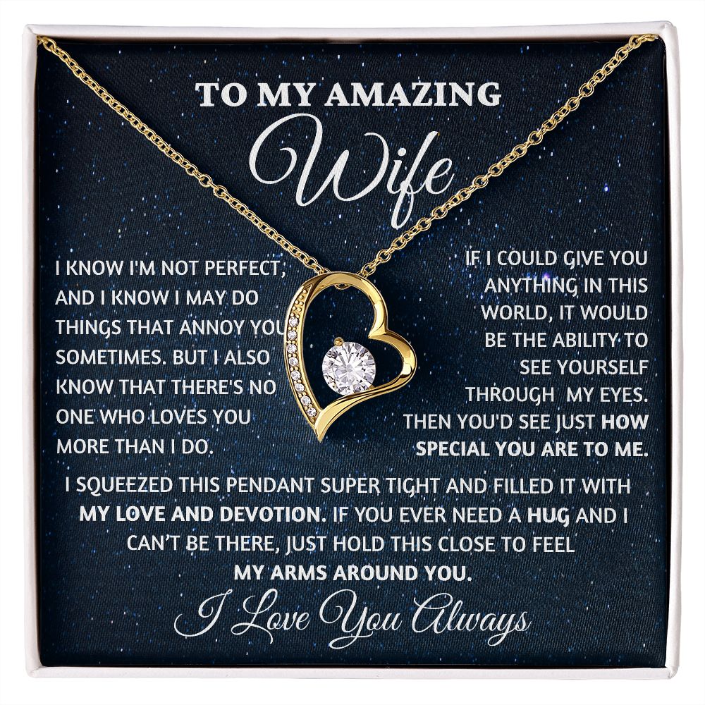 Wife - No One Loves You More Than I Do , FL Necklace - gold- Standard Box