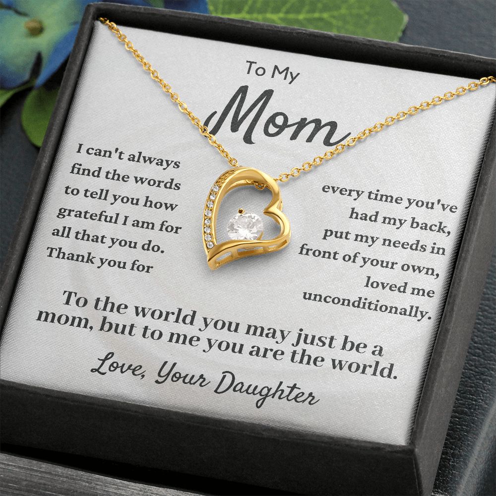 Mom - You Are the world FL Necklace - Gold_ Standard Box
