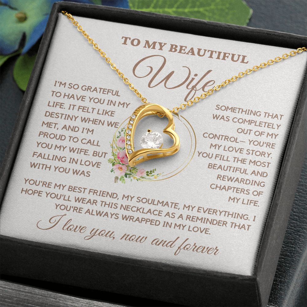 Wife - You Are My Love Story Forever Love Necklace - Gold -Standard Box