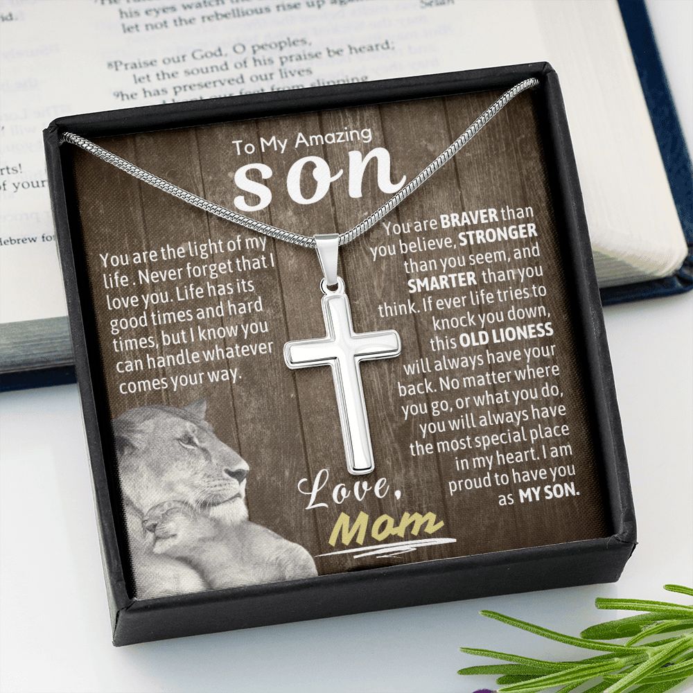 Son - The Light of My Life Cross Necklace - Stainless Steel -Standard Box