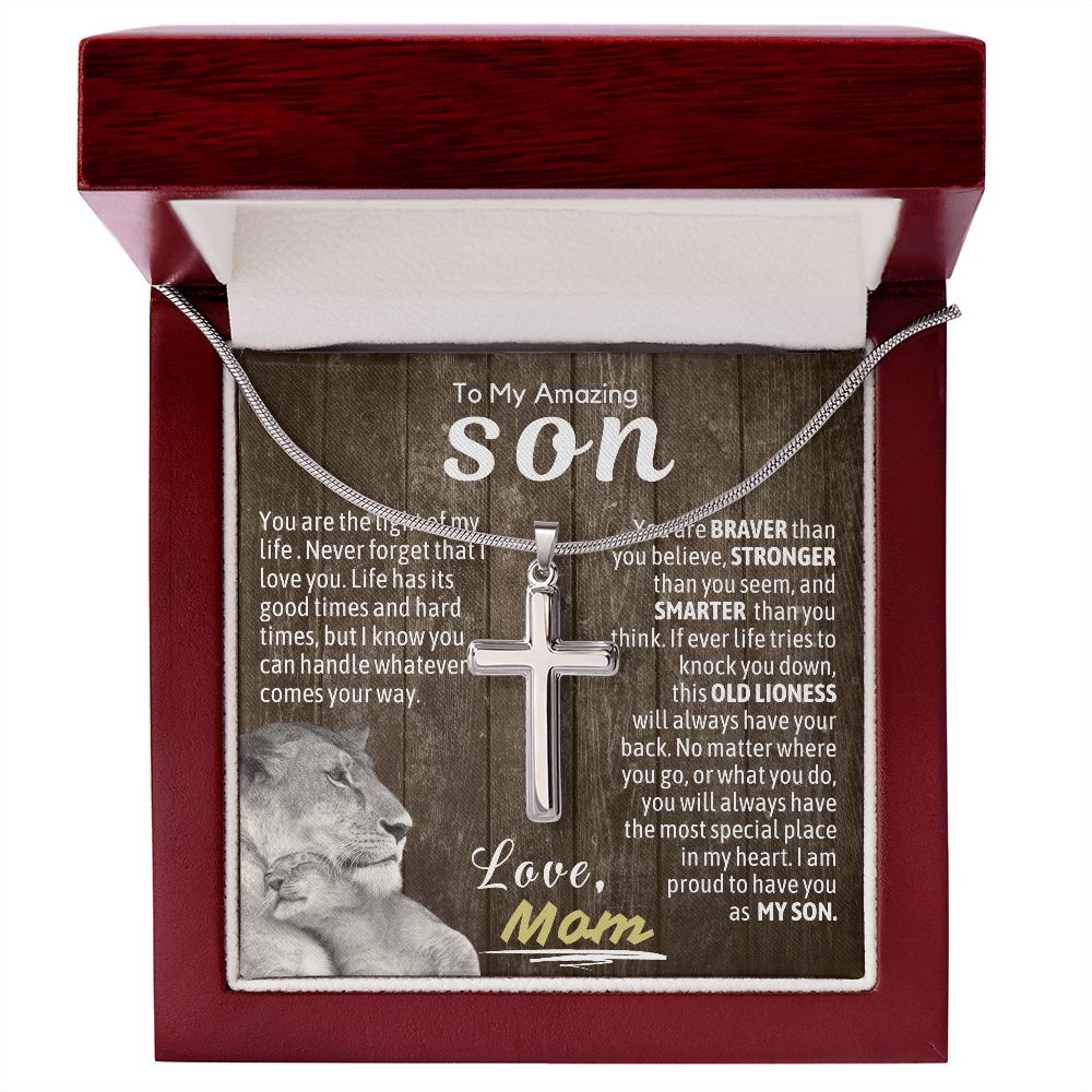 Son - The Light of My Life Cross Necklace - Stainless Steel -Luxury Box (w/LED)